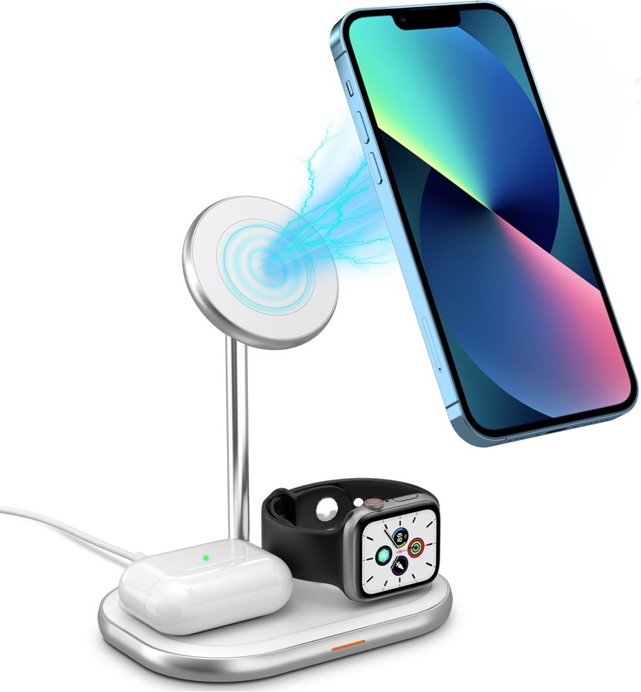 Зарядное устройство 15W 3-in-1 Magnetic Wireless Fast Charger white Energizer фото2
