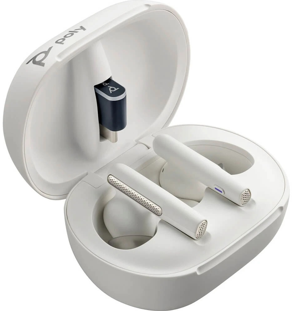 Навушники з мікрофоном Poly TWS Voyager Free 60+ Earbuds + BT700C + TSCHC White фото2