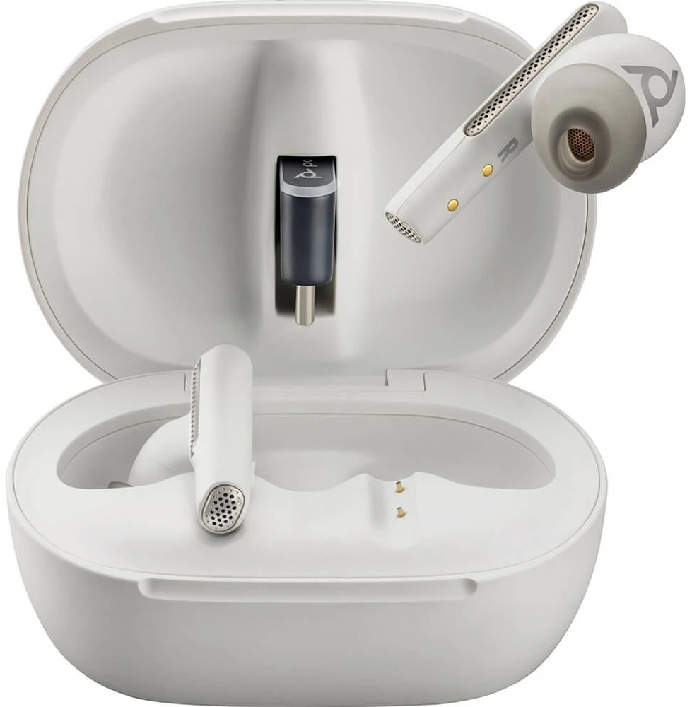 Навушники з мікрофоном Poly TWS Voyager Free 60+ Earbuds + BT700C + TSCHC White фото3