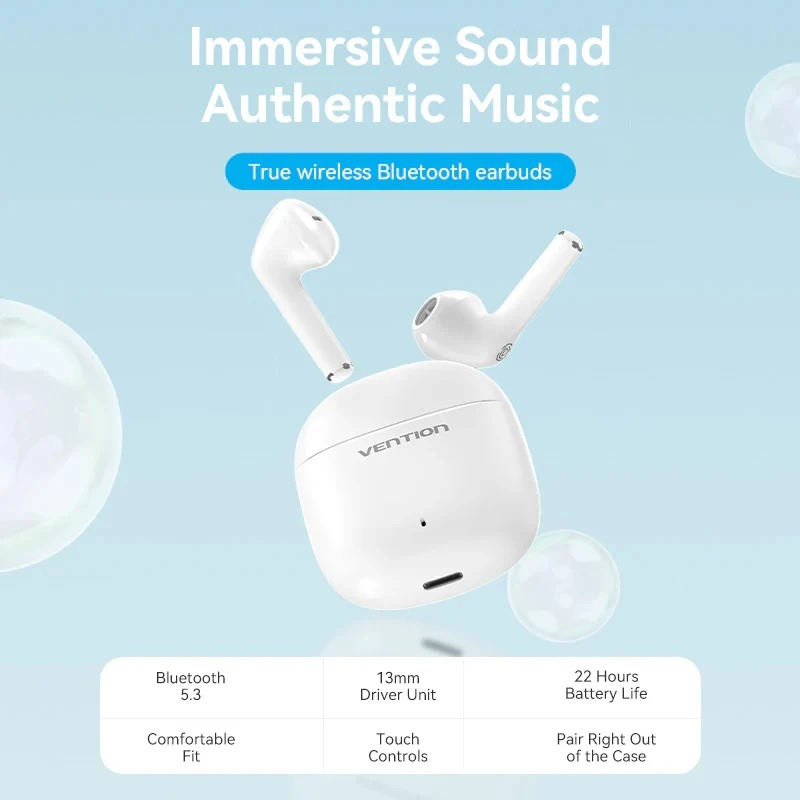 Наушники TWS Vention Elf Earbuds E02 White (NBGW0) фото5