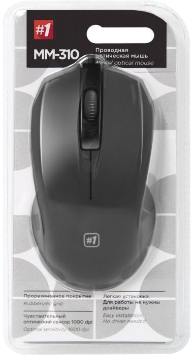 Мишка Defender MM-310, 3кн., 1000 dpi, черная фото4