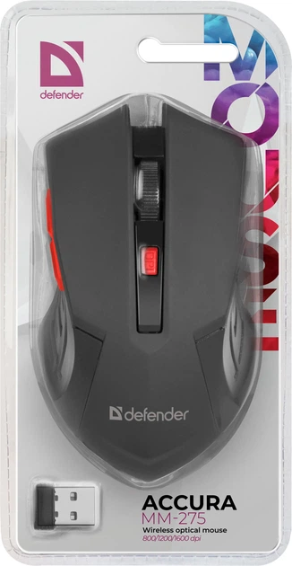 Мишка Defender Accura MM-275 6 кн. 1600 dpi, червоний фото6