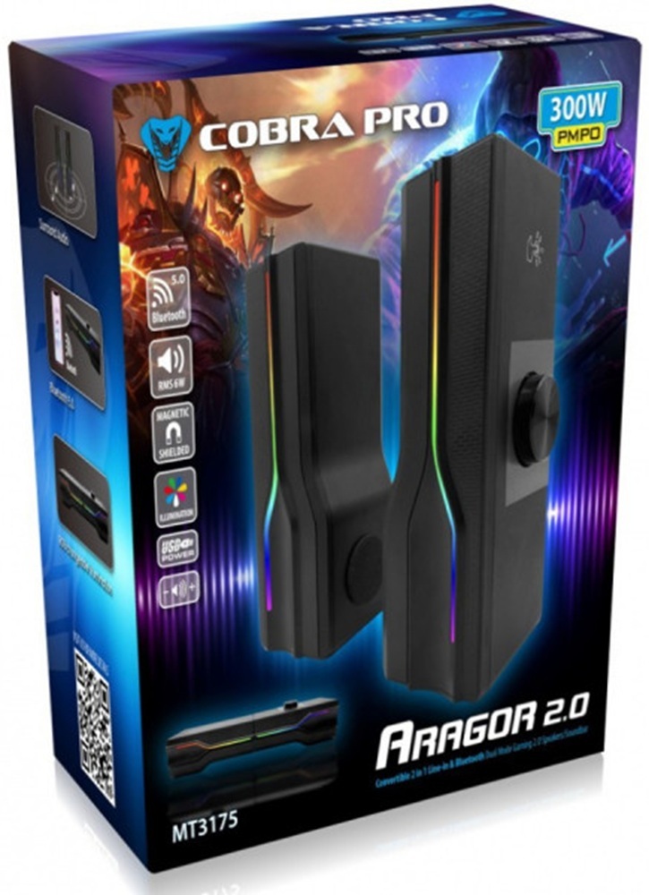 Акустика 2.0 Media-Tech Soundbar з Bluetooth ARAGOR 8Вт., RGB Light фото4