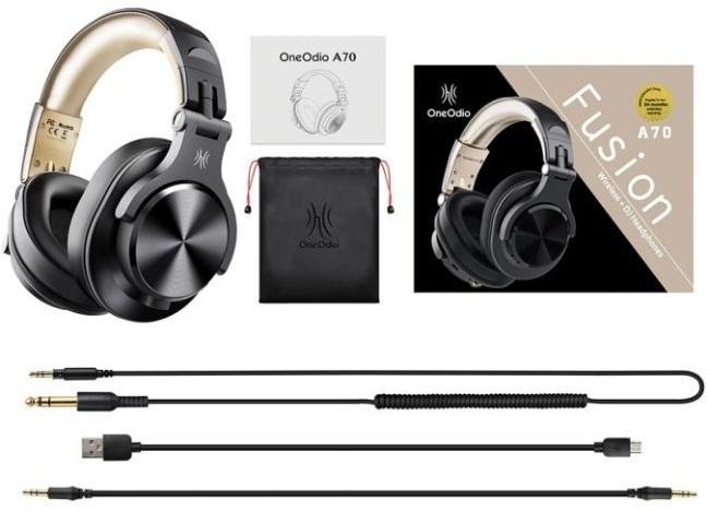 Гарнітура OneOdio Fusion A70, Bluetooth+3,5мм/6,35мм, Black Gold (A70 Black Gold) фото