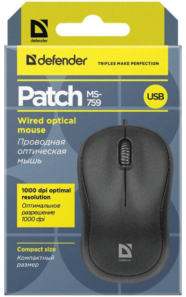 Мишка Defender Patch MS-759, 3кн., 1000dpi, черная фото6