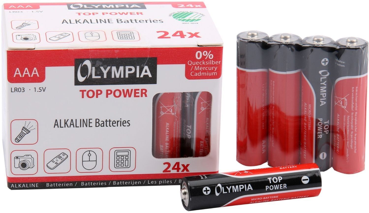 Батарейка AAA /LR03, 1.5V, Лужна, Olympia, Alkaline, (BOX 24 шт.) фото2