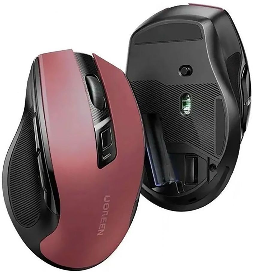 Мишка UGREEN 2.4GHz MU006 Ergonomic, бездротова, 4000dpi., 4кн.,Silence Design, Червона фото3