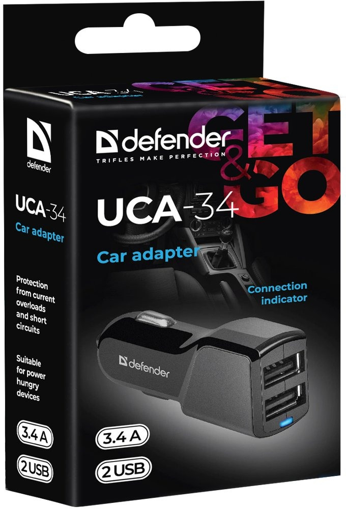 Автомобільний зарядний пристрій Defender 2xUSB 18W (2xUSB-A) 3.4A UCA-34 Black (83834) фото5