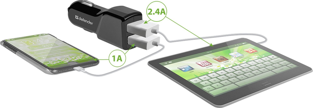 Автомобільний зарядний пристрій Defender 2xUSB 18W (2xUSB-A) 3.4A UCA-34 Black (83834) фото3
