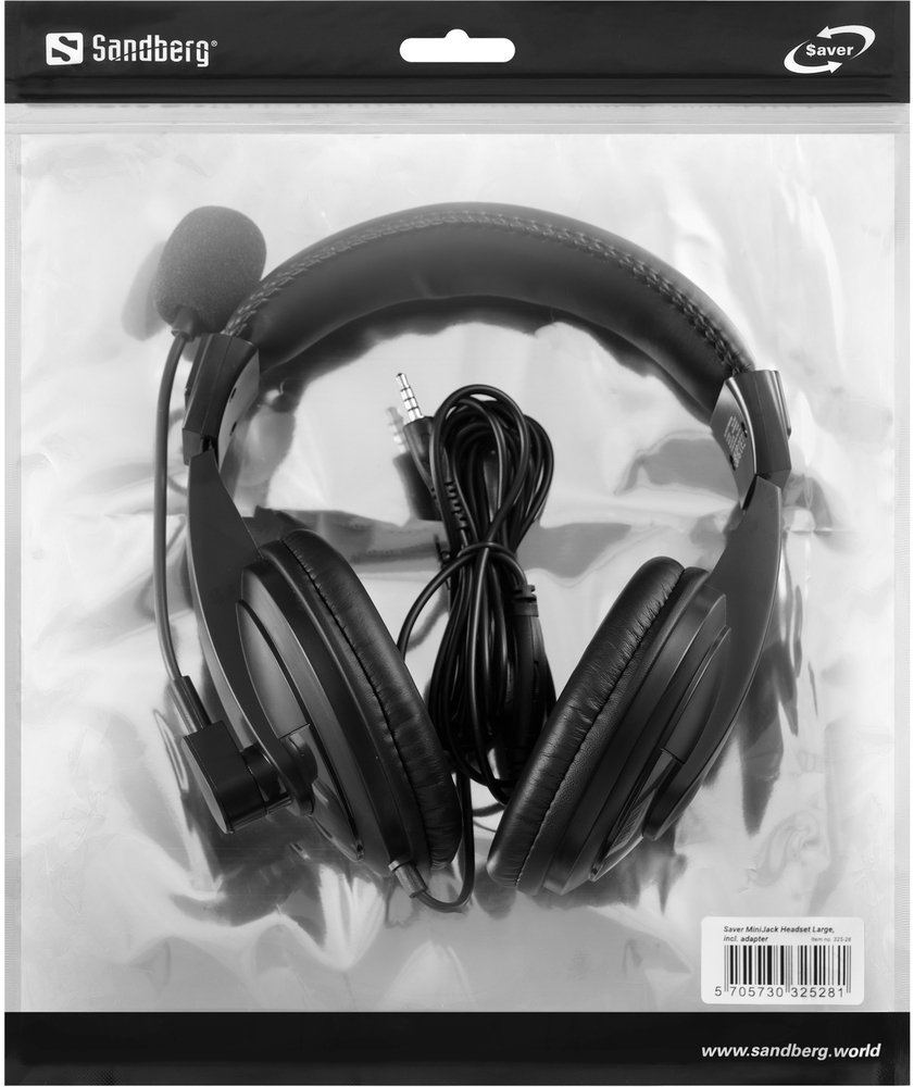 Гарнитура Sandberg Saver MiniJack Headset Large, 3,5мм, Black (325-28) фото3