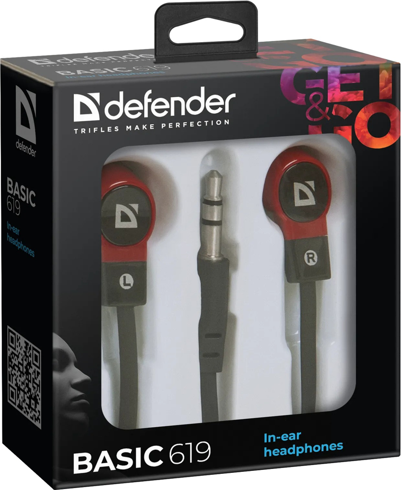 Навушники Defender Basic 619 Black-Red фото2