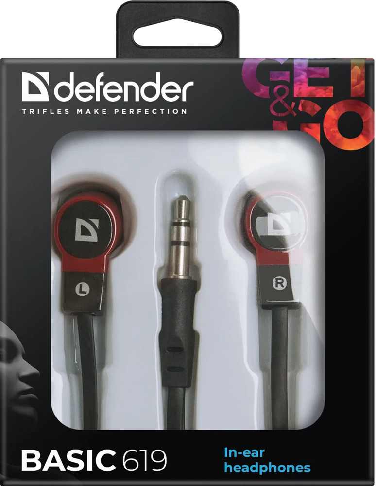 Навушники Defender Basic 619 Black-Red фото3