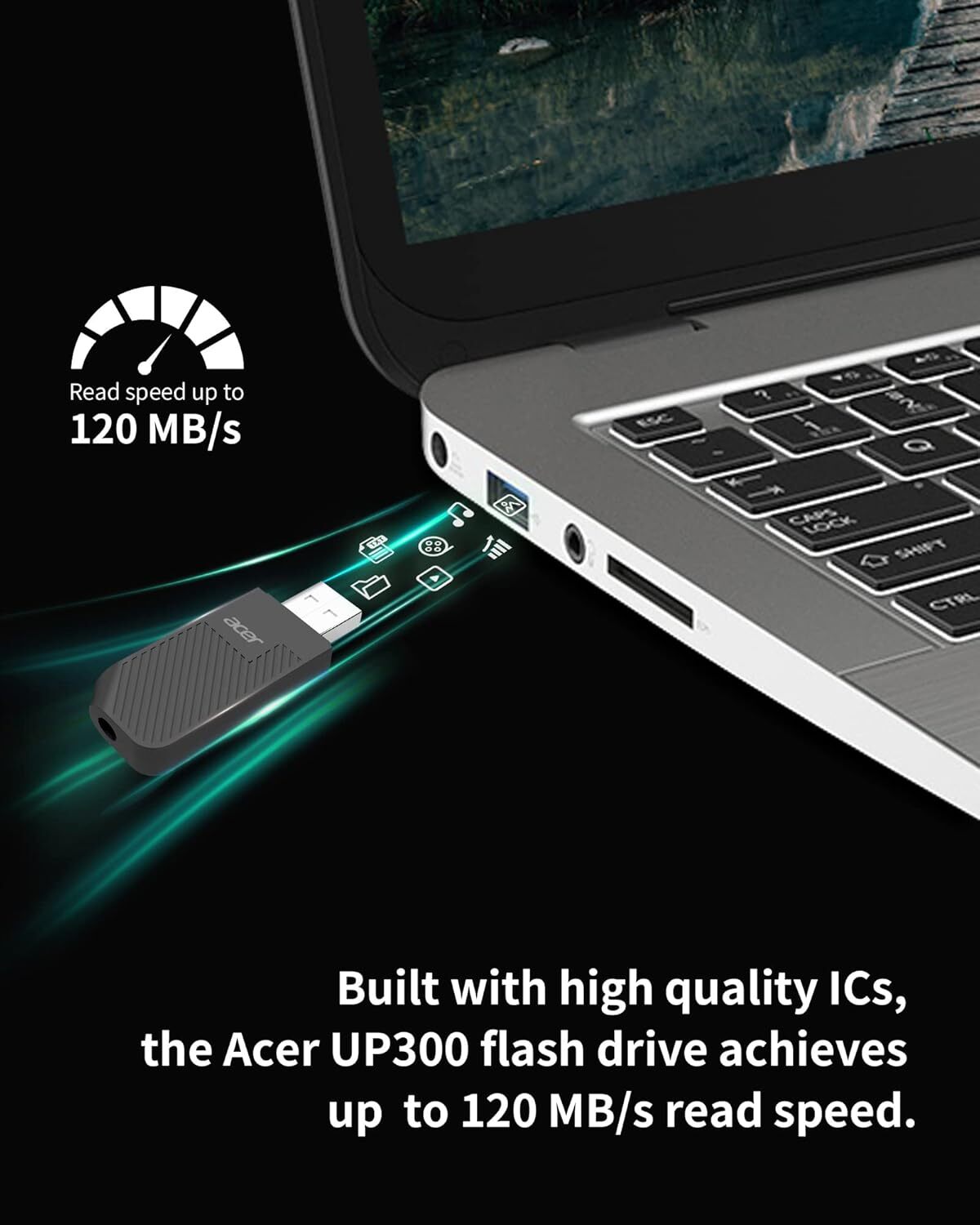 Накопитель Acer USB Flash 256GB USB 3.2 UP300 Black, Retail (BL.9BWWA.528) фото4