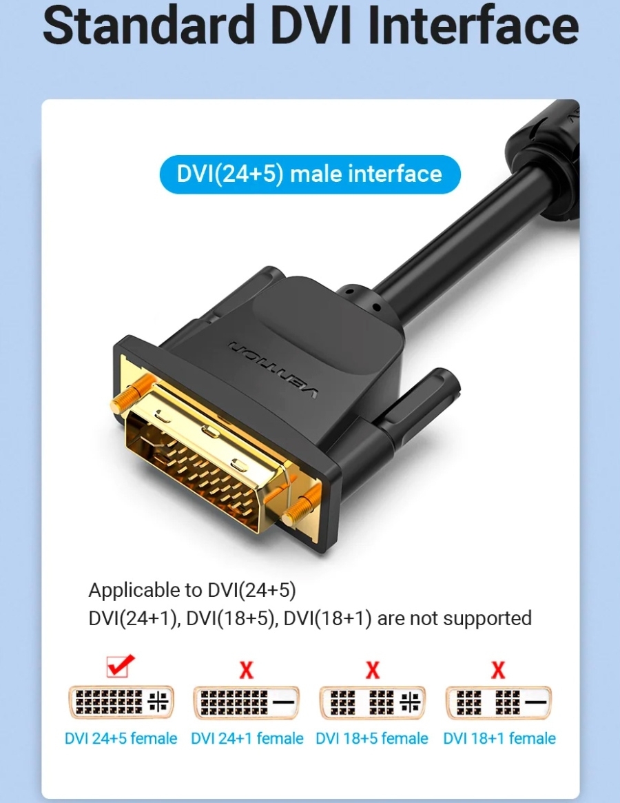Кабель Vention DVI (24+5) M - VGA M, 3м чорний (EACBI) фото