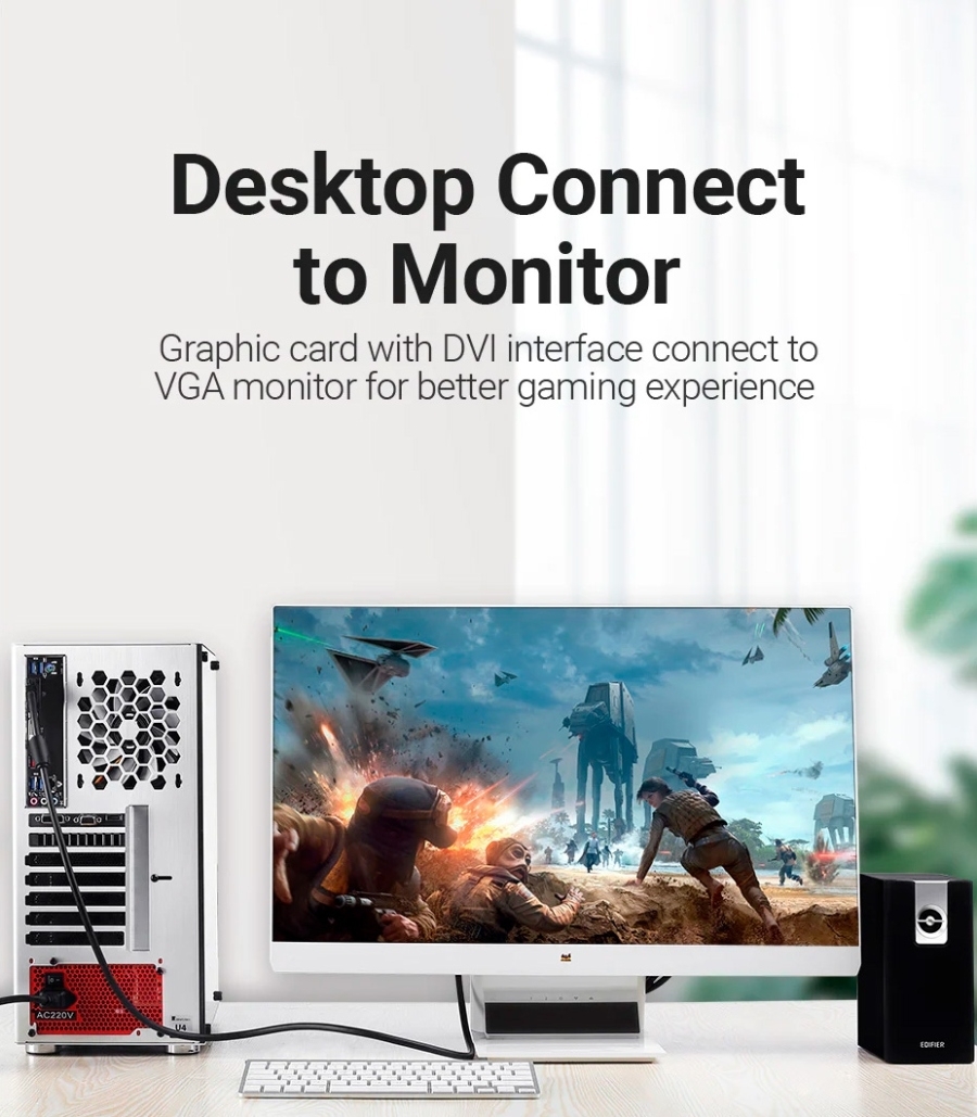 Кабель Vention DVI (24+5) M - VGA M, 3м чорний (EACBI) фото