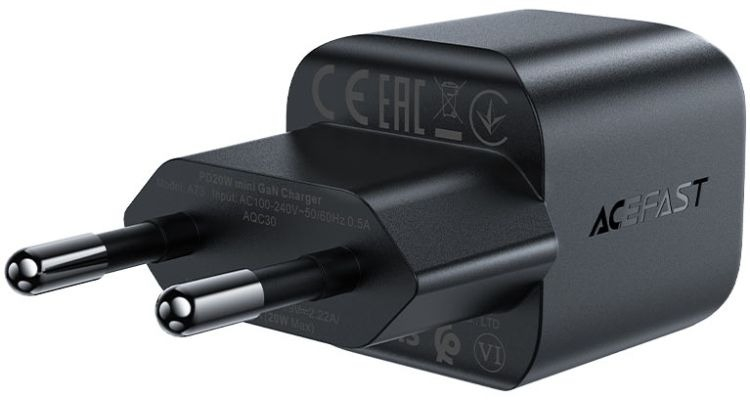 Зарядний пристрій Acefast USB-C 20W Gan A73 mini Fast Charger Black (6974316282648) фото3