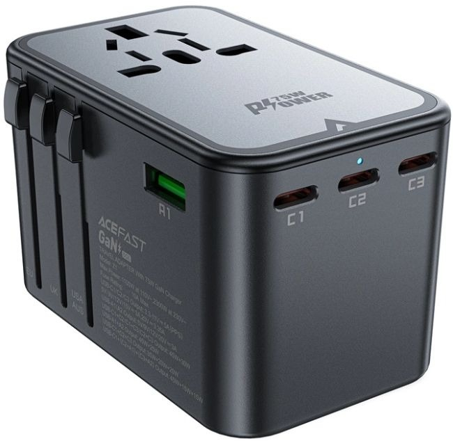 Зарядний пристрій 75W (3xUSB-C + 2xUSB-A) Gan Z1 Fast Charger Black (6974316282495) фото2