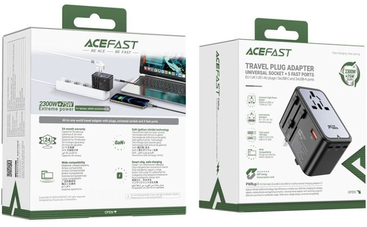 Зарядний пристрій 75W (3xUSB-C + 2xUSB-A) Gan Z1 Fast Charger Black (6974316282495) фото5