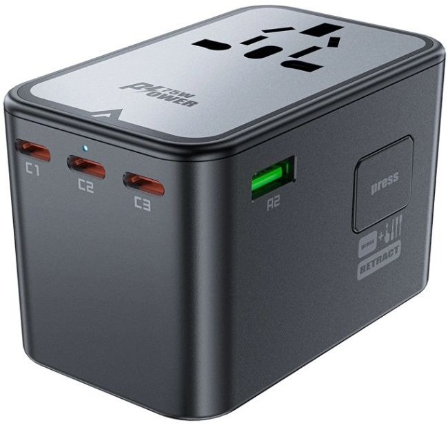 Зарядний пристрій 75W (3xUSB-C + 2xUSB-A) Gan Z1 Fast Charger Black (6974316282495) фото3