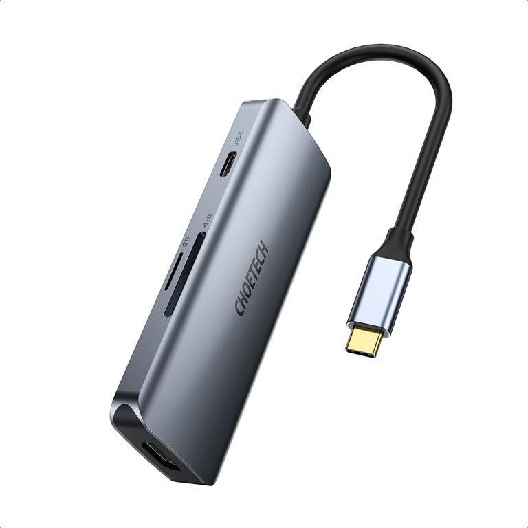 Док станція USB-C 7-в-1 (HDMI/PD/картридер/USB-A / USB-C), алюміній HUB-M19-GY фото2