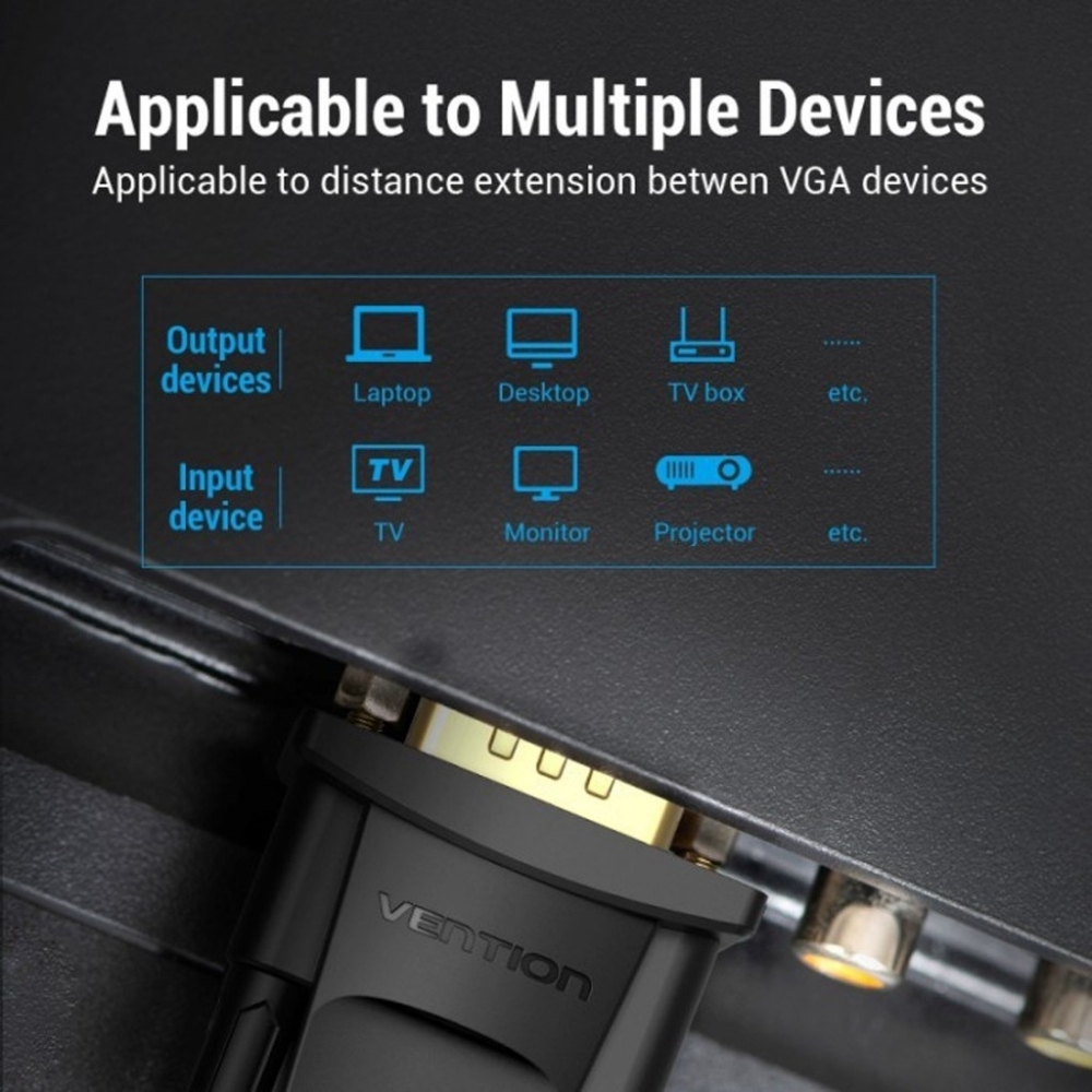 Кабель Vention VGA 15M-15M F, 5.0 м, чорний (DAGBJ) фото