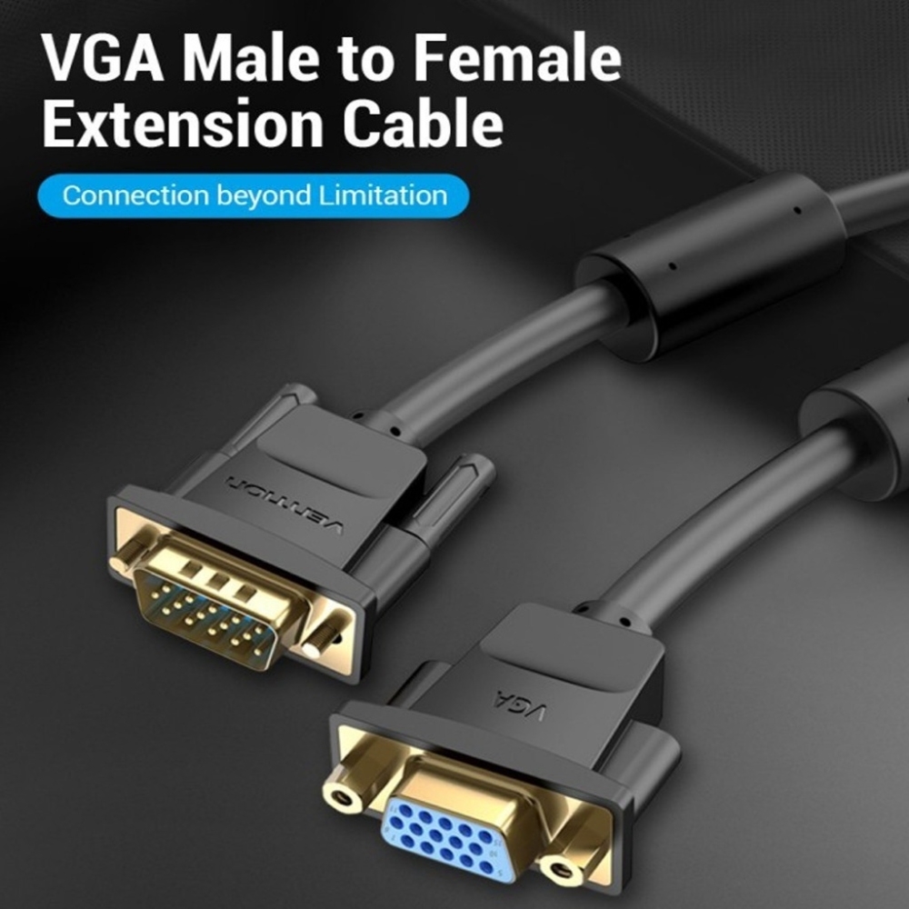 Кабель Vention VGA 15M-15M F, 5.0 м, чорний (DAGBJ) фото