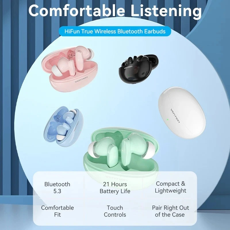 Наушники TWS Vention Elf Earbuds E01 Blue (NBFS0) фото4