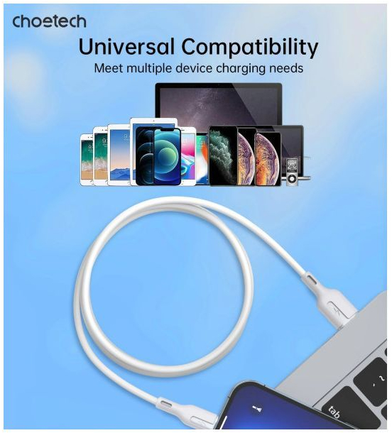 Дата кабель Choetech USB 2.0 AM to Lightning 1.0m 2.4A white (XAL-0003-WH-V2) фото