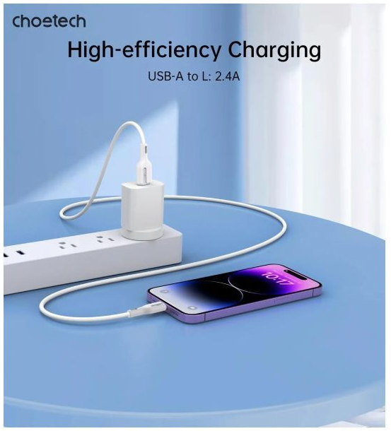 Дата кабель Choetech USB 2.0 AM to Lightning 1.0m 2.4A white (XAL-0003-WH-V2) фото