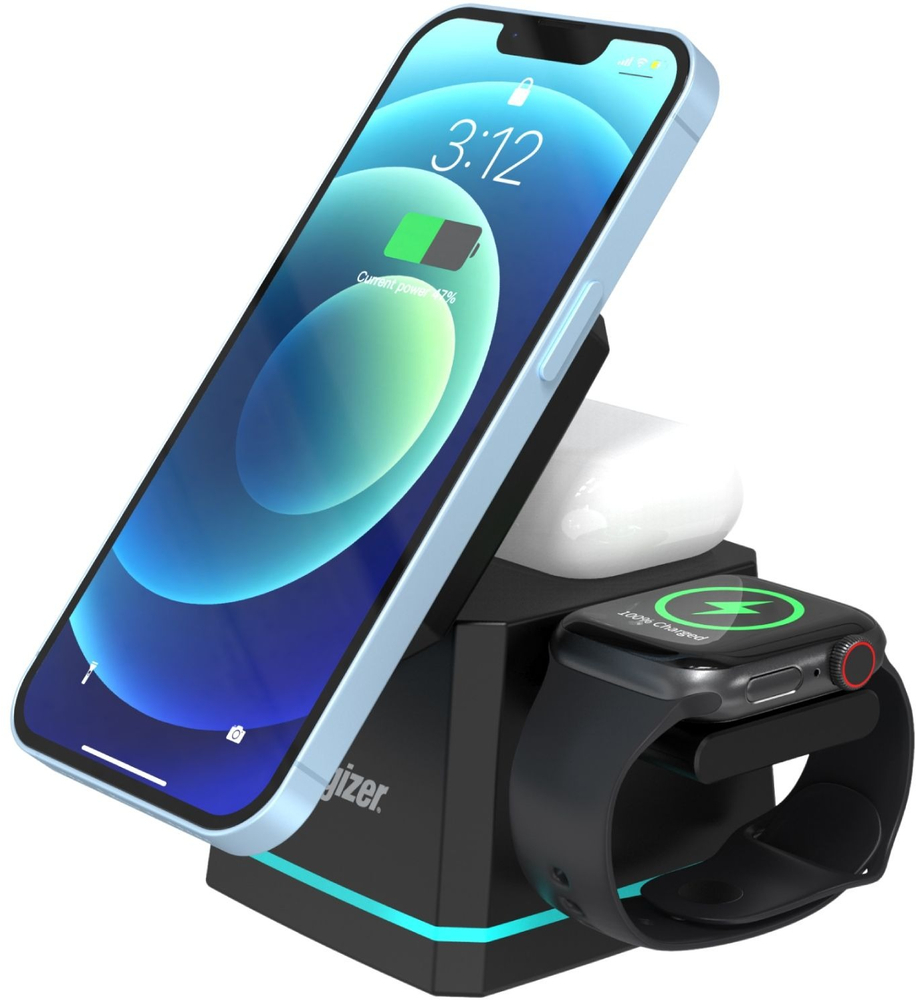 Беспроводное зарядное устройство Energizer 15W 3-in-1 Magnetic Wireless Fast Charger Black (WCP307) фото2