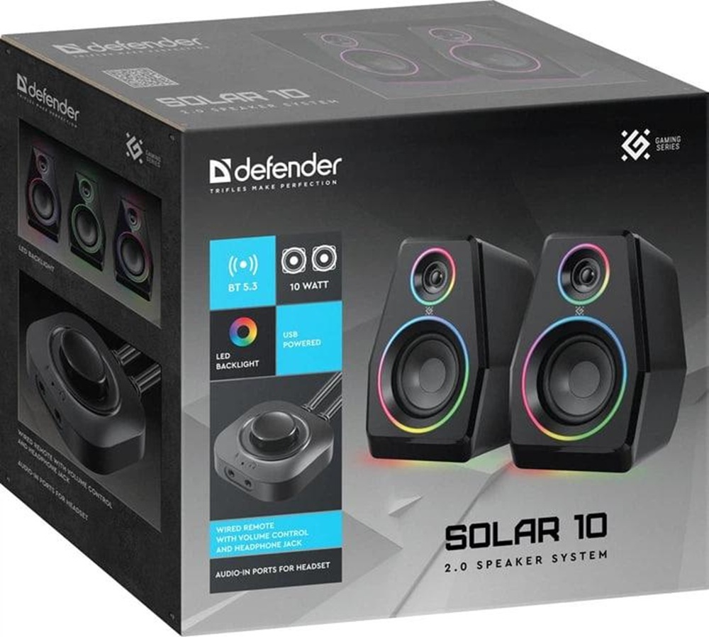 Акустика 2.0 Defender Solar 10, 10Вт черная фото5