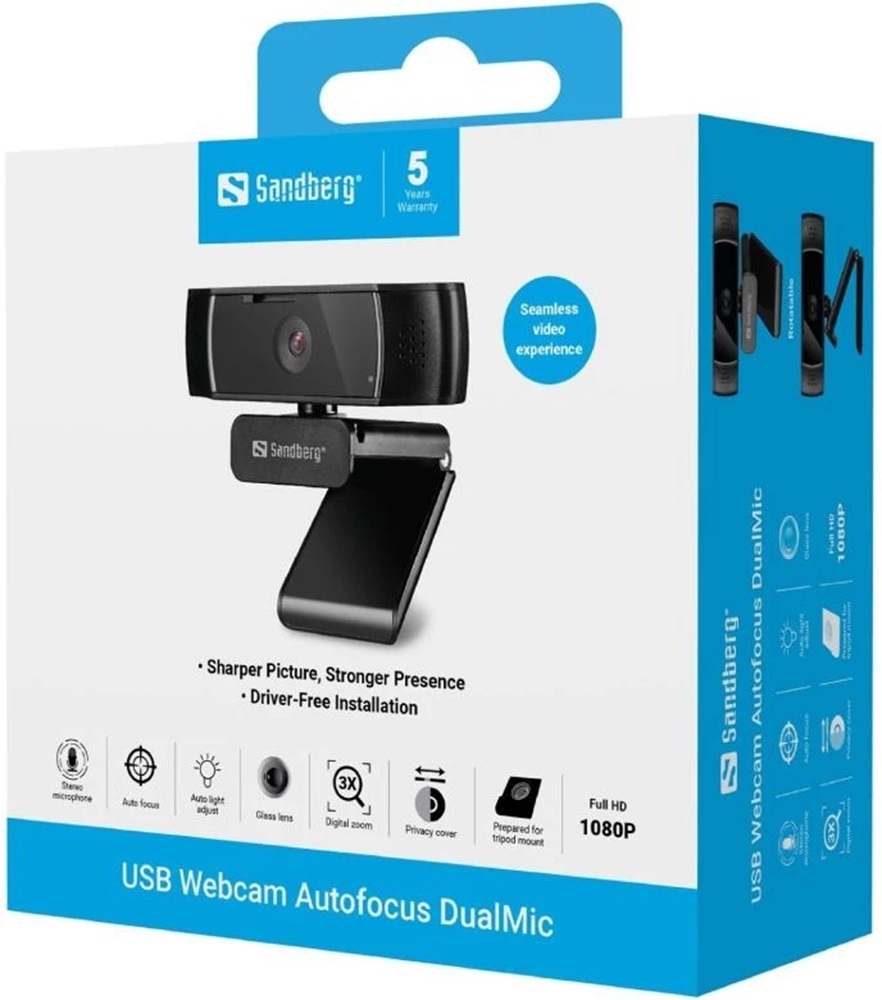 Веб-камера Sandberg Autofocus DualMic Full HD фото5