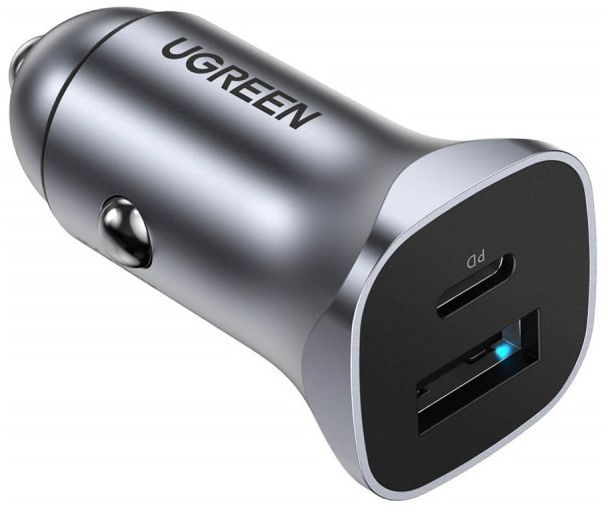 Автозарядка Ugreen 2xUSB 30W (USB-A + USB-C) QC 4.0 Сіра (EC305) фото2