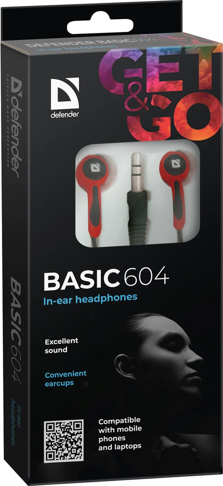 Навушники Defender Basic 604 Black-Red фото3