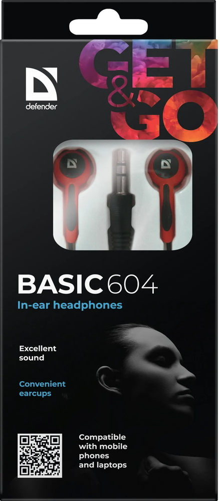 Навушники Defender Basic 604 Black-Red фото4