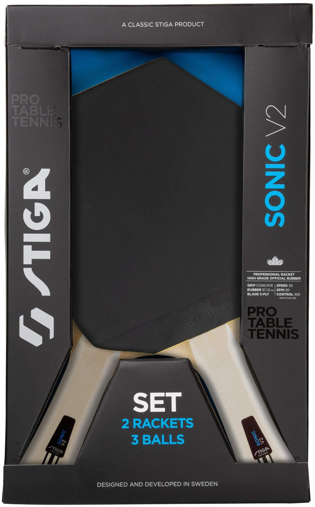 Набор для настольного тенниса Stiga Sonic V2 Cybershape 2 Bats 3 Balls (1210-1206-35) фото2
