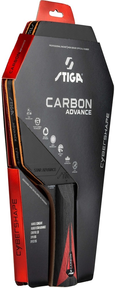 Ракетка для настільного тенісу Stiga Carbon Advance Cybershape FL (1215-1101-35) фото