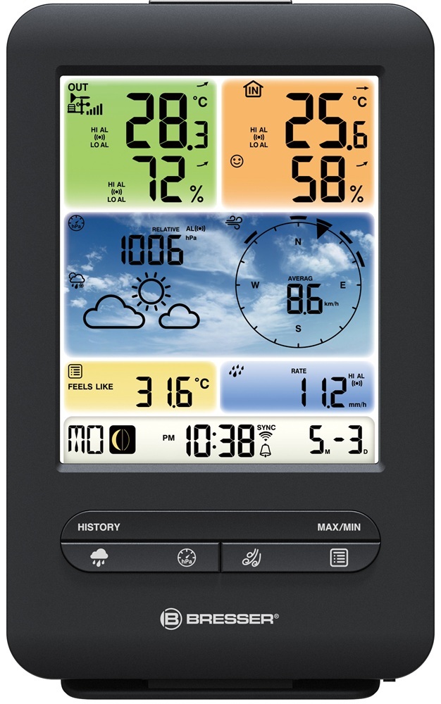 Метеостанция Bresser Weather Center 5-in-1 V WIFI Professional colour (7002585) фото3