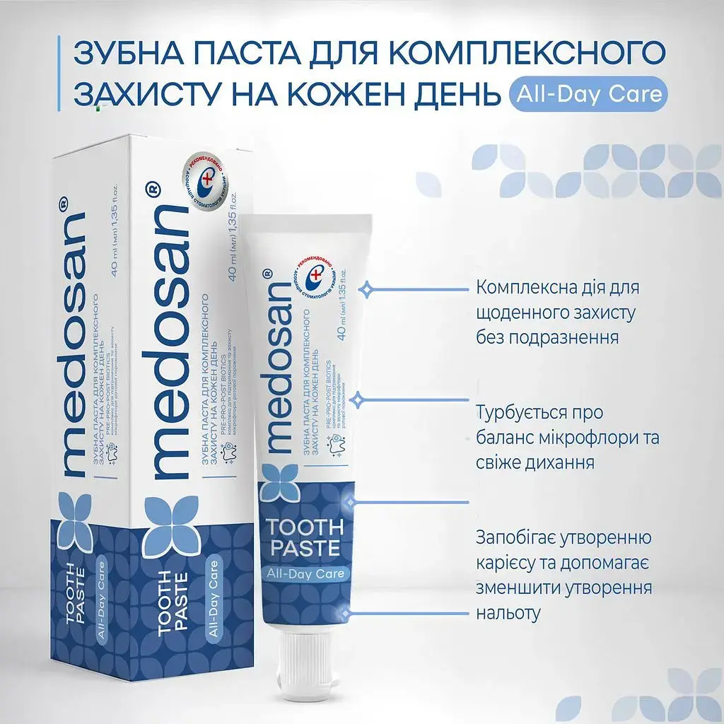 Зубна паста Medosan All-Day Care для комплексного захисту 40 мл фото3