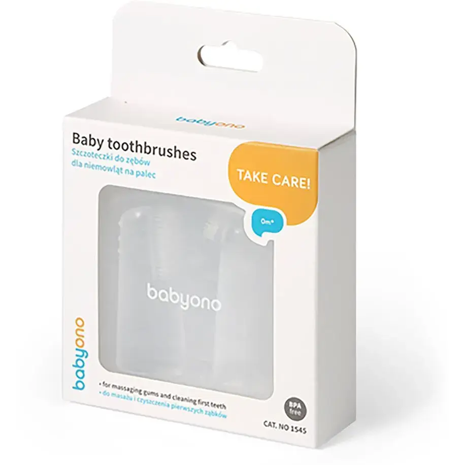 Зубная щеточка BabyOno с массажем для десен на пальчик прозрачный 2 шт. фото3