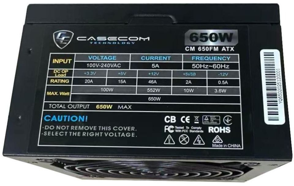 Блок питания 650W Casecom, 120mm, Modular, Box фото4