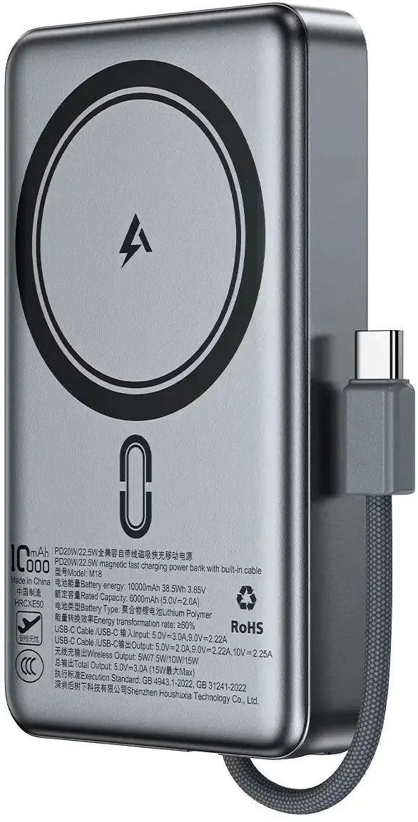 Павербанк Acefast Magnetic Wireless 10000mAh 22.5W M18 Black фото