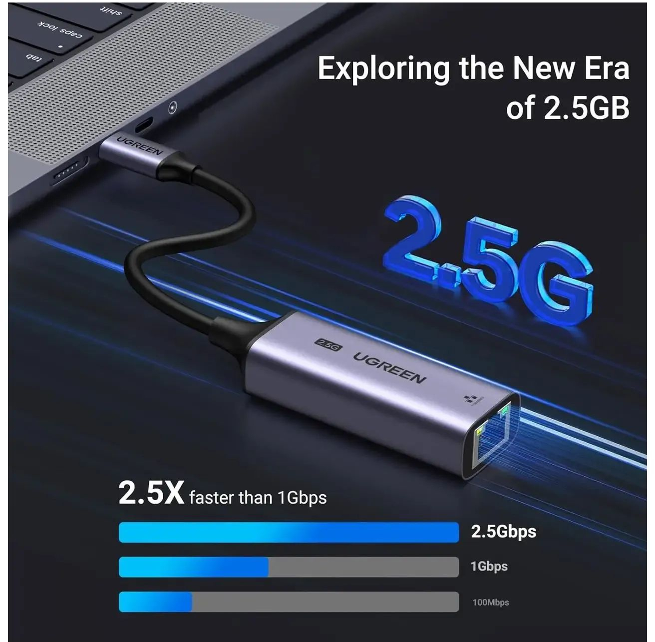 Переходник USB-C 3.0 --> Ethernet RJ45 2.5Gb CM648 Ugreen черный фото