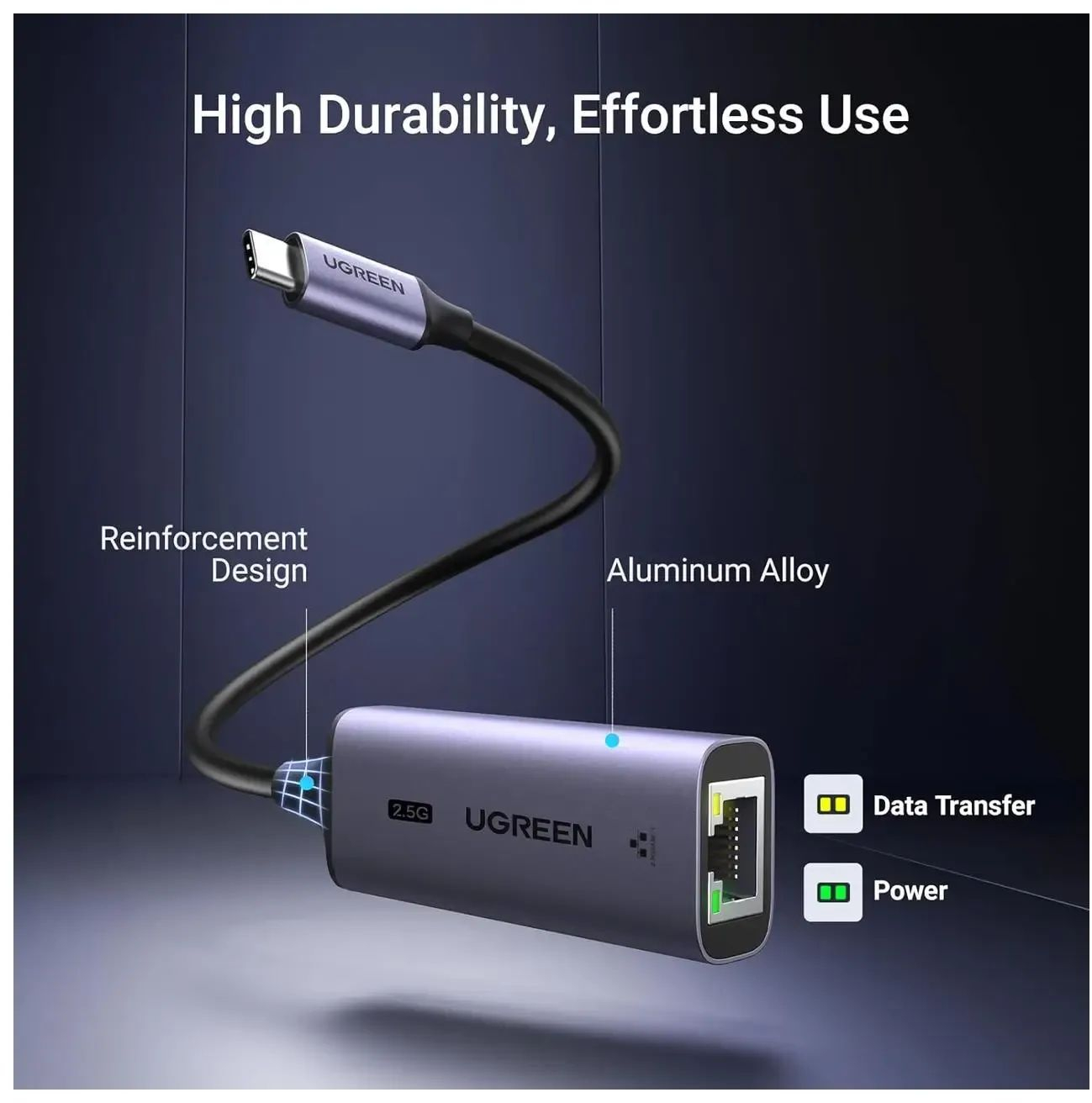 Переходник USB-C 3.0 --> Ethernet RJ45 2.5Gb CM648 Ugreen черный фото