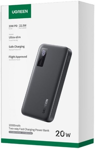 Павербанк Ugreen 10000mAh 20W PD,QC3.0 USB-A+USB-C Black фото3