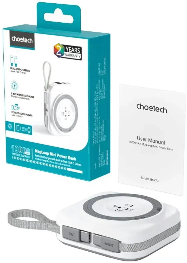 Павербанк Choetech Magnetic Wireless 10000mAh 22,5W фото4