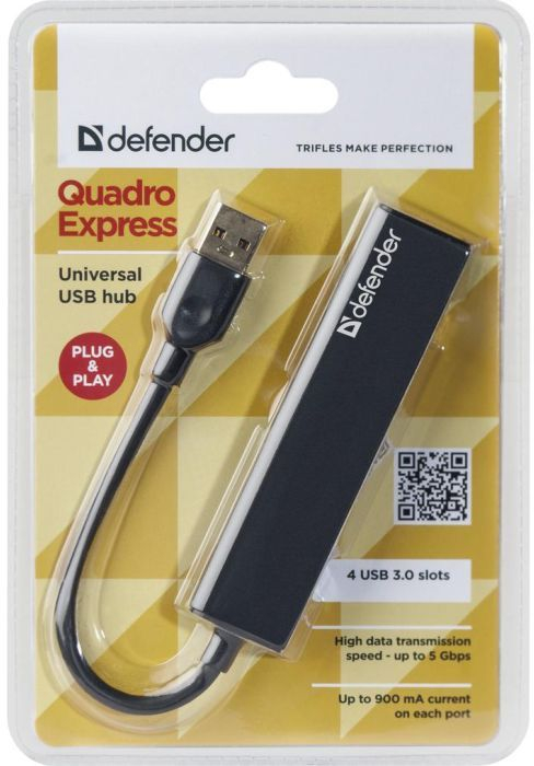 Хаб USB Hub Defender Quadro Express USB3.0, 4 порта фото3
