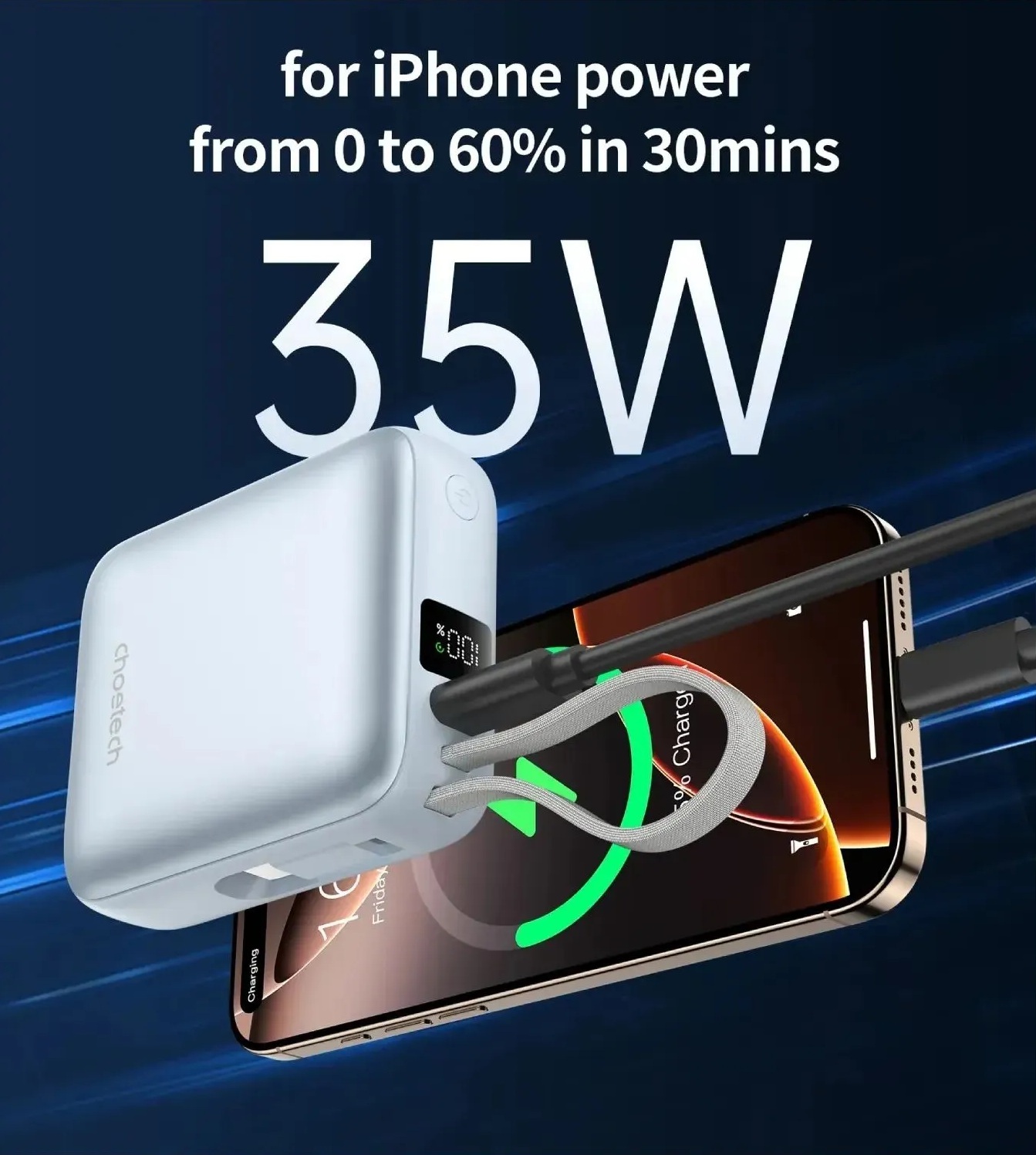 Павербанк Choetech 10000mAh 35W синий фото5