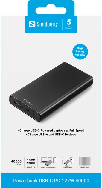 Павербанк Sandberg PD 40000mAh 127W фото3