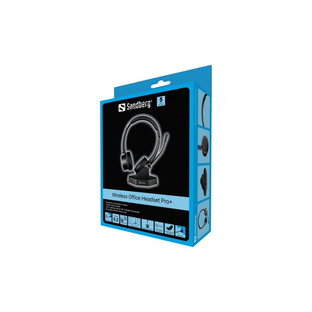 Навушники з мікрофоном Sandberg Wireless Office Headset Pro+ (126-18) фото5